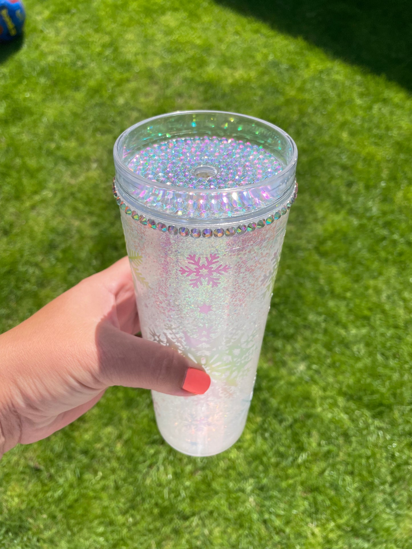 Snowflake glitter globe tumbler, glitter, sparkle, personalised, snow globe tumbler, Christmas