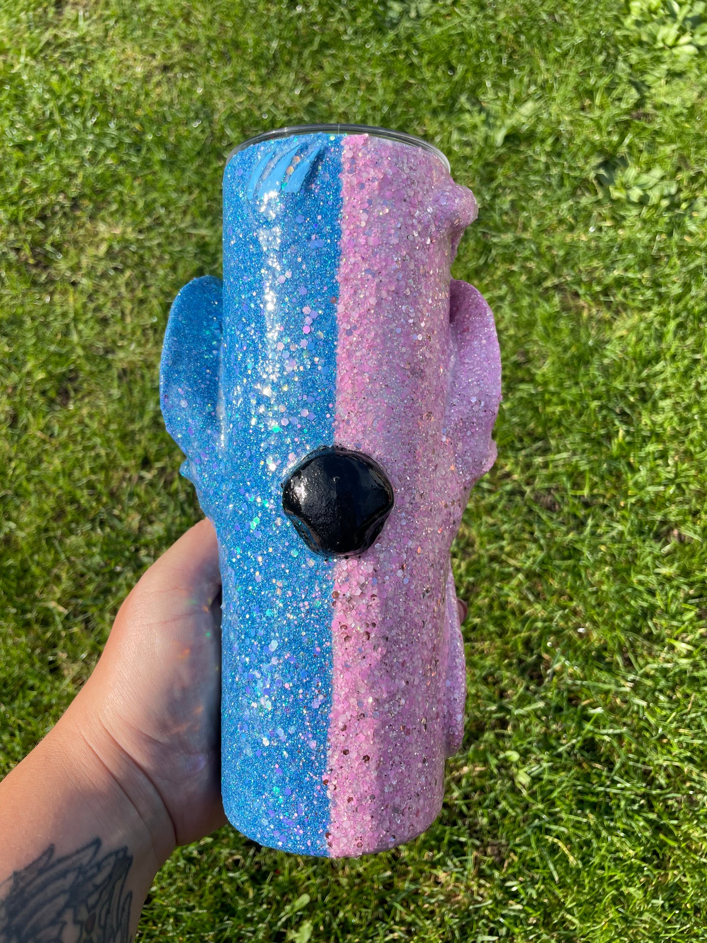 Duel blue & pink character 3D sculpted Tumbler