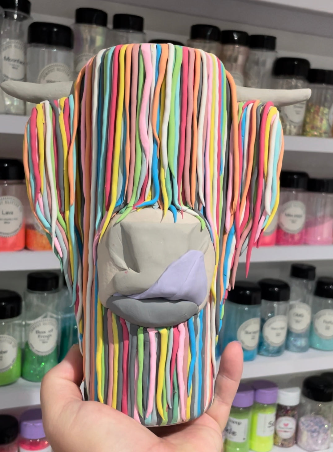 Rainbow Highland Cow 3d sculpted Tumbler