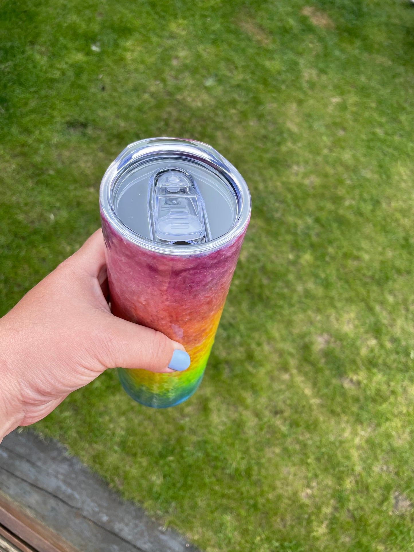 Rainbow swirl tumbler