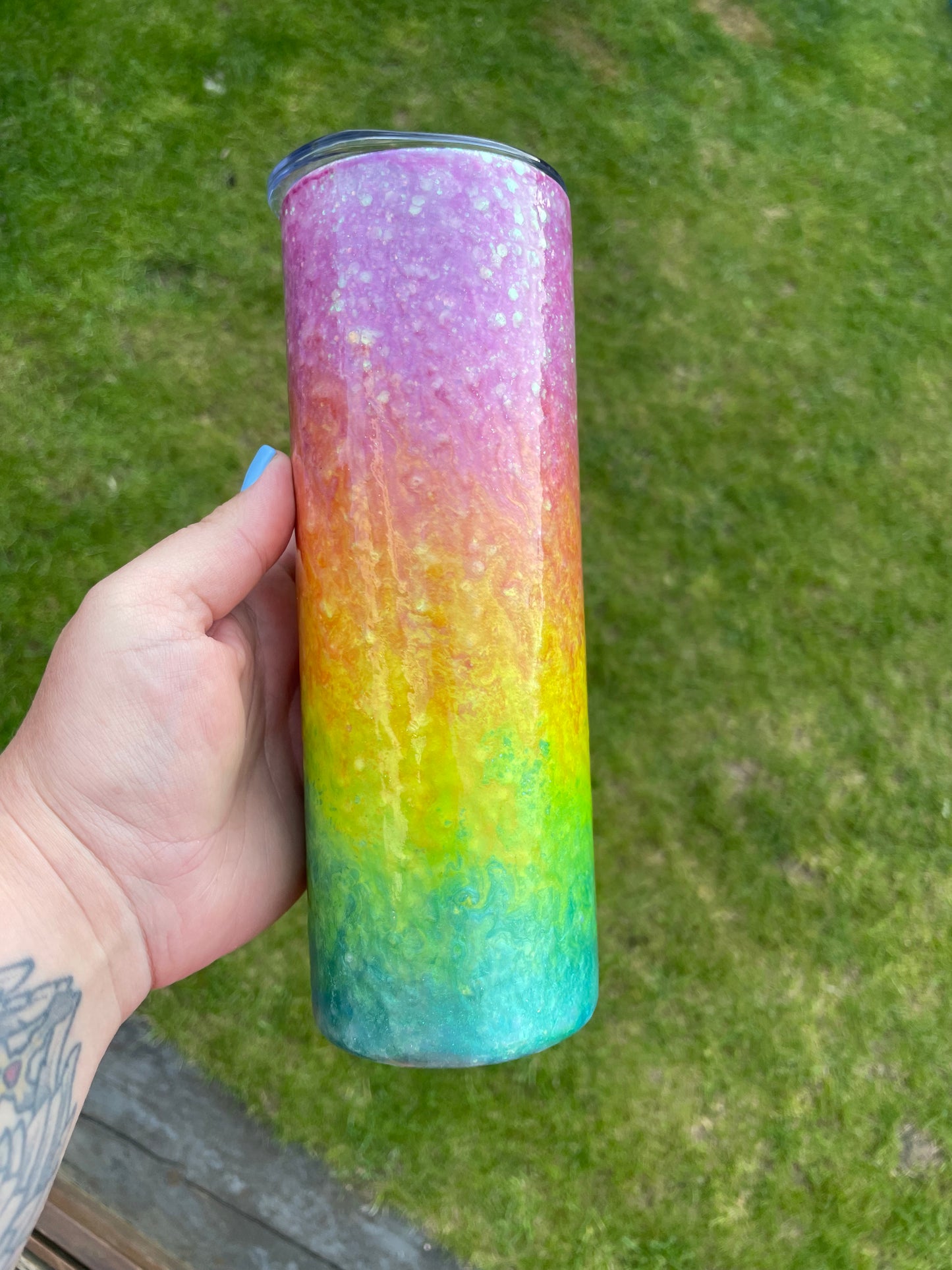 Rainbow swirl tumbler