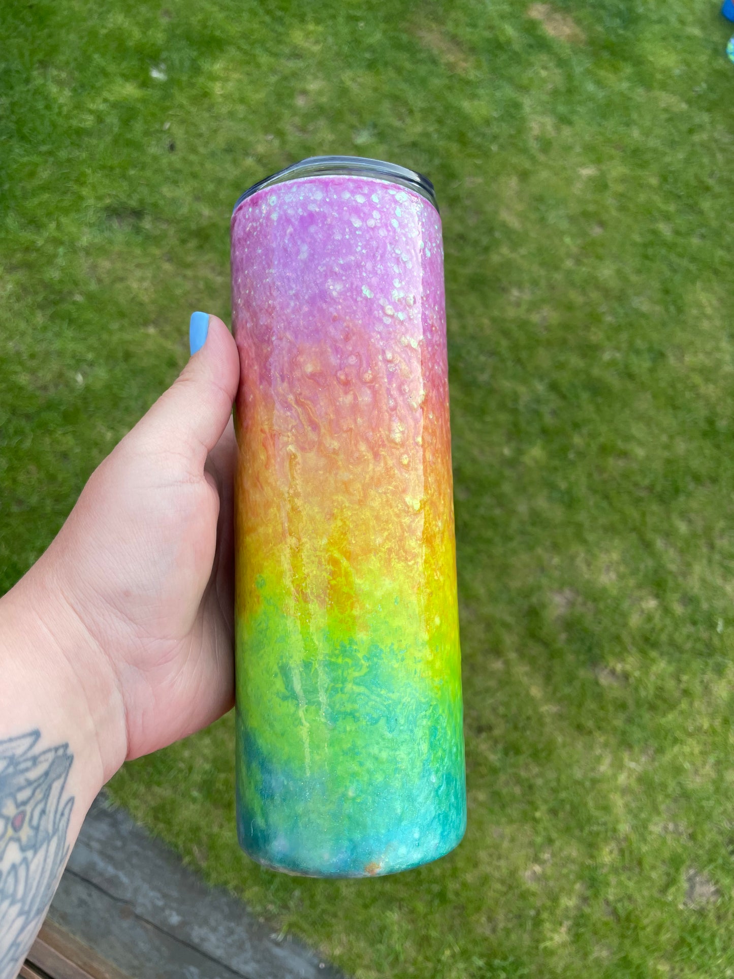 Rainbow swirl tumbler