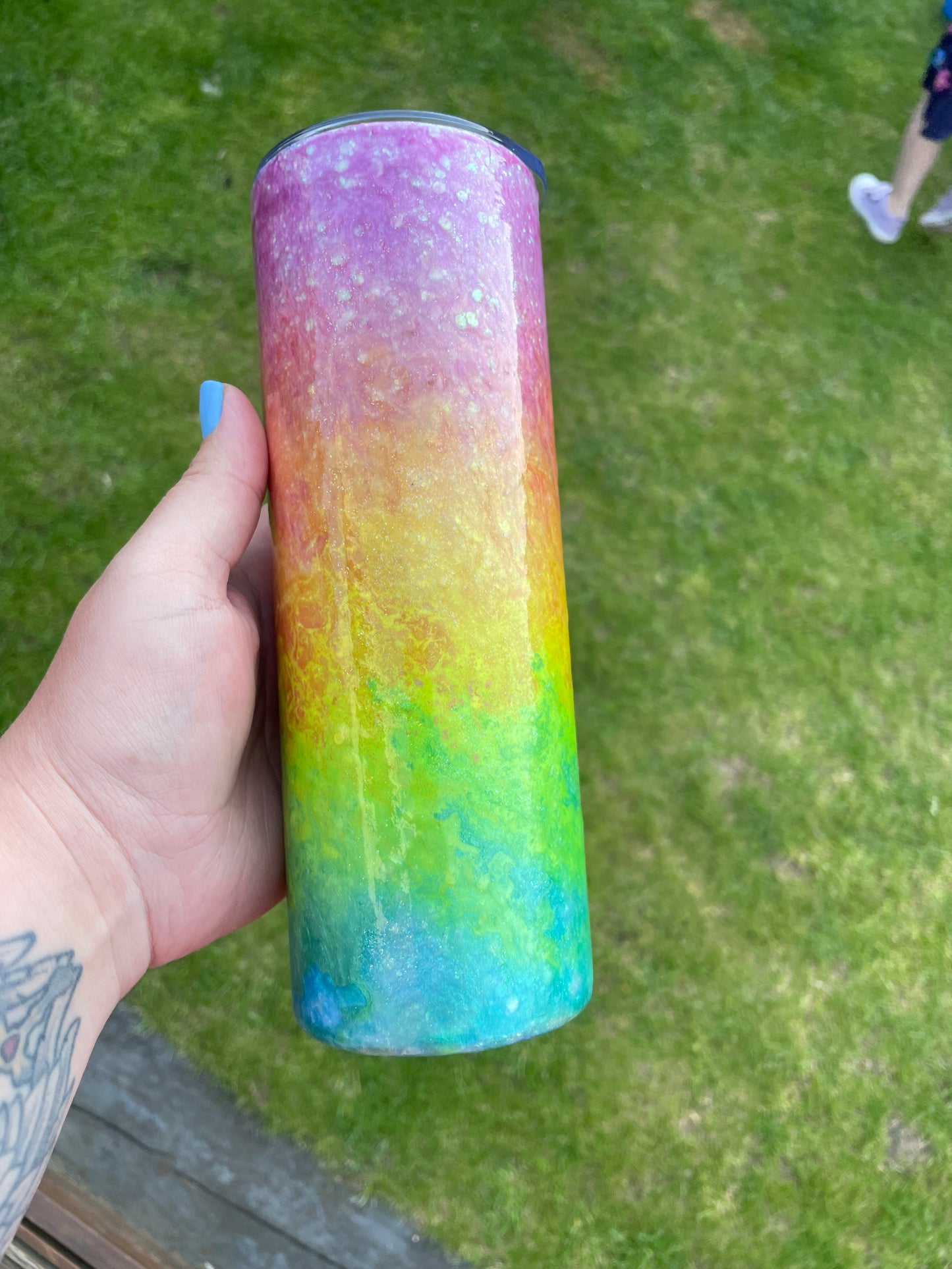 Rainbow swirl tumbler