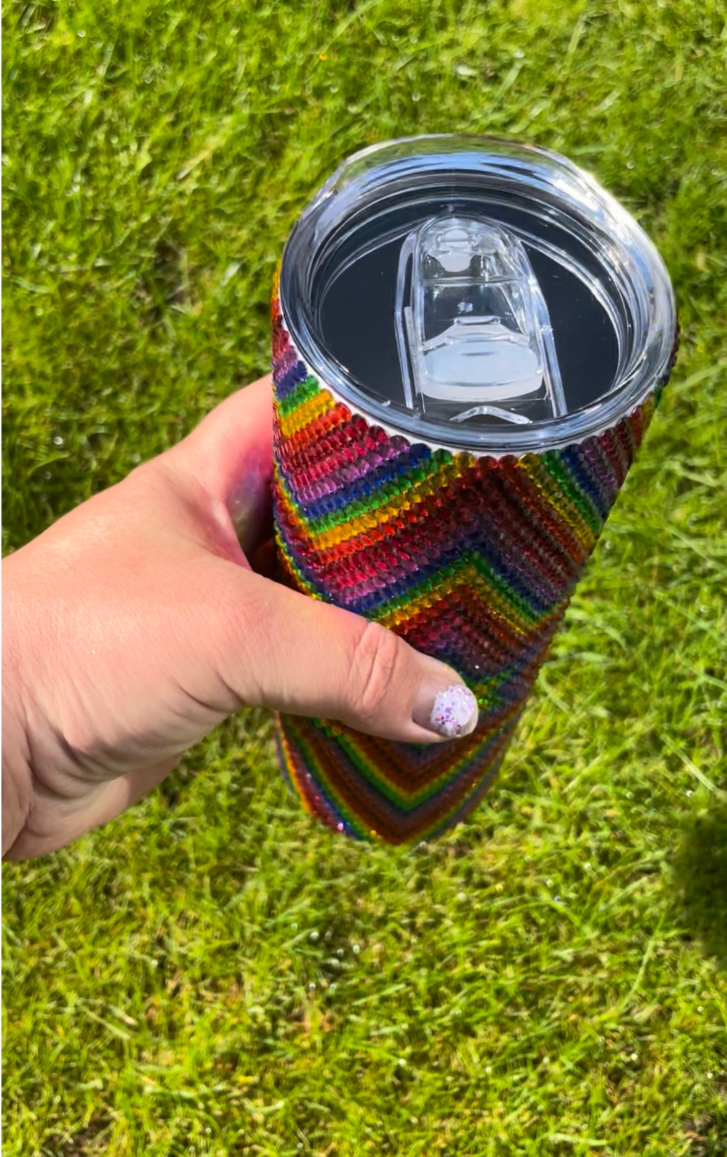 Rainbow Star Rhinestone Tumbler