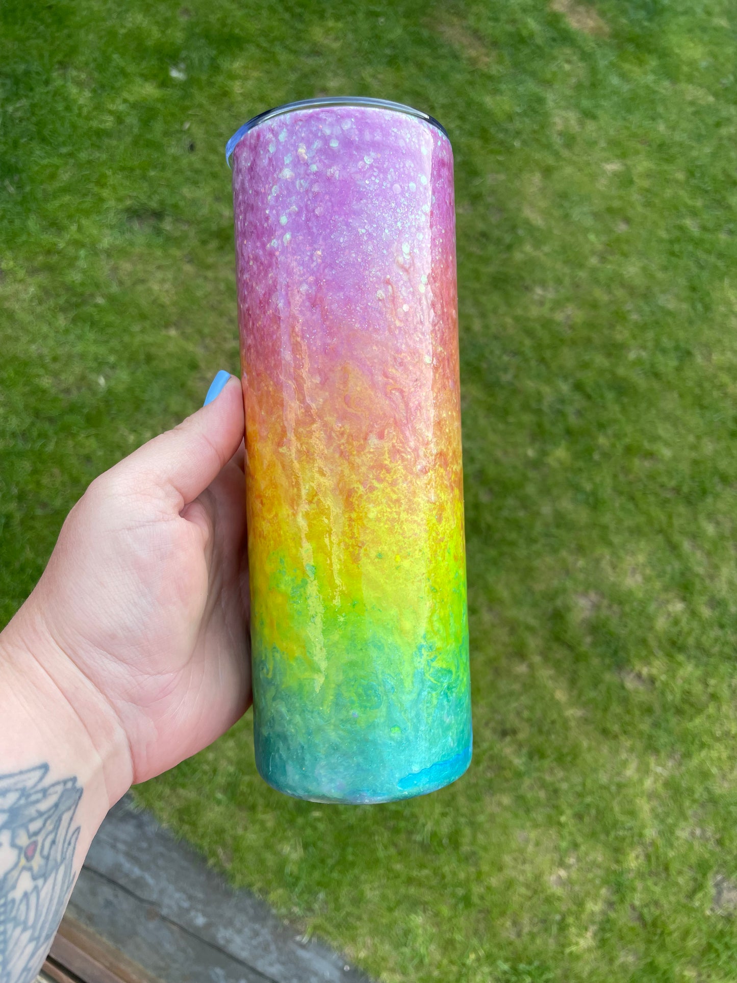 Rainbow swirl tumbler