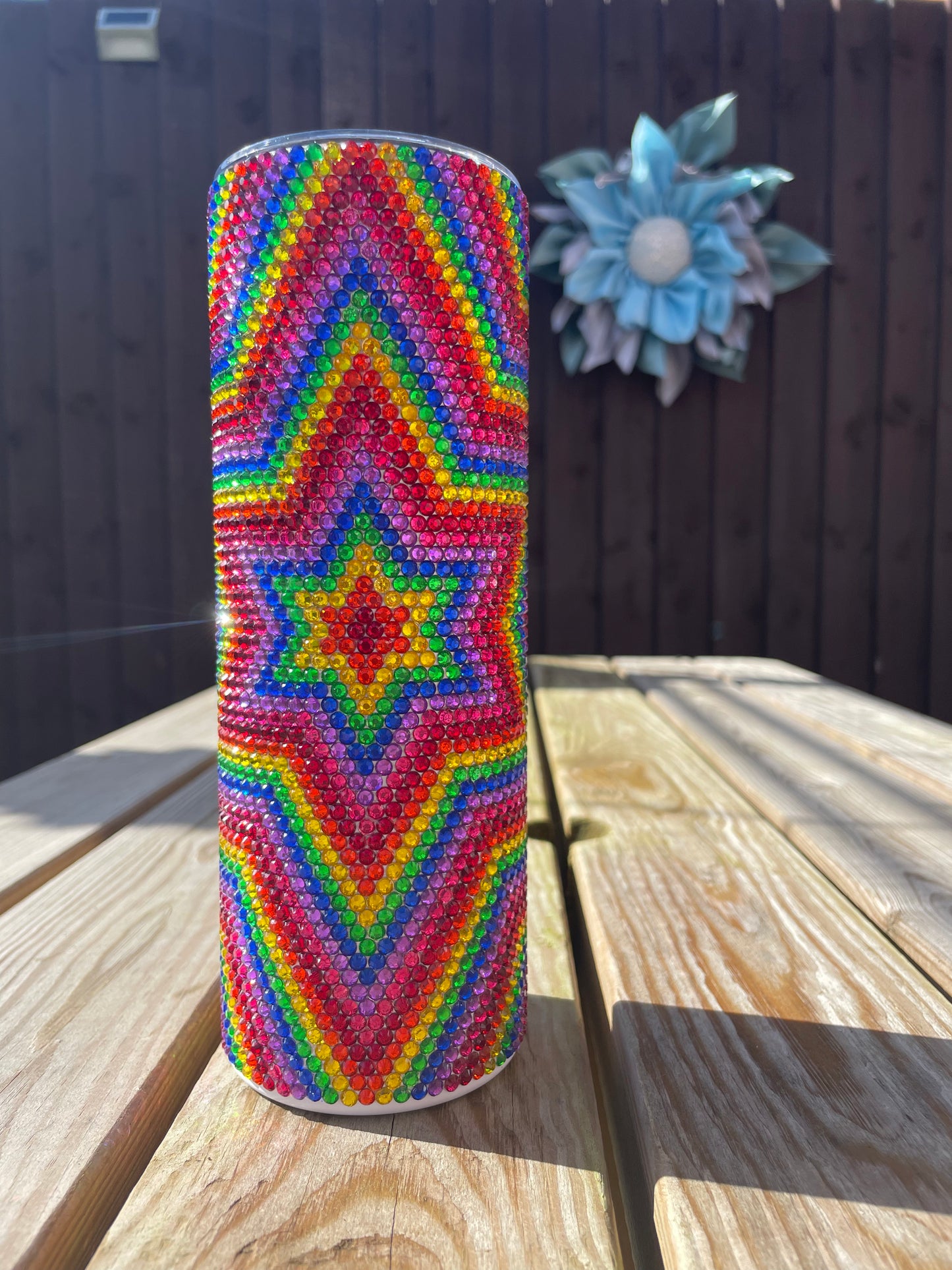 Rainbow Star Rhinestone Tumbler