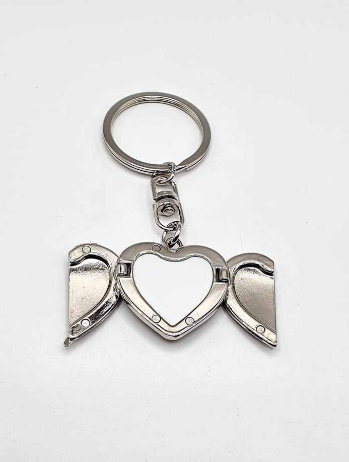 Angel wings locket keyring