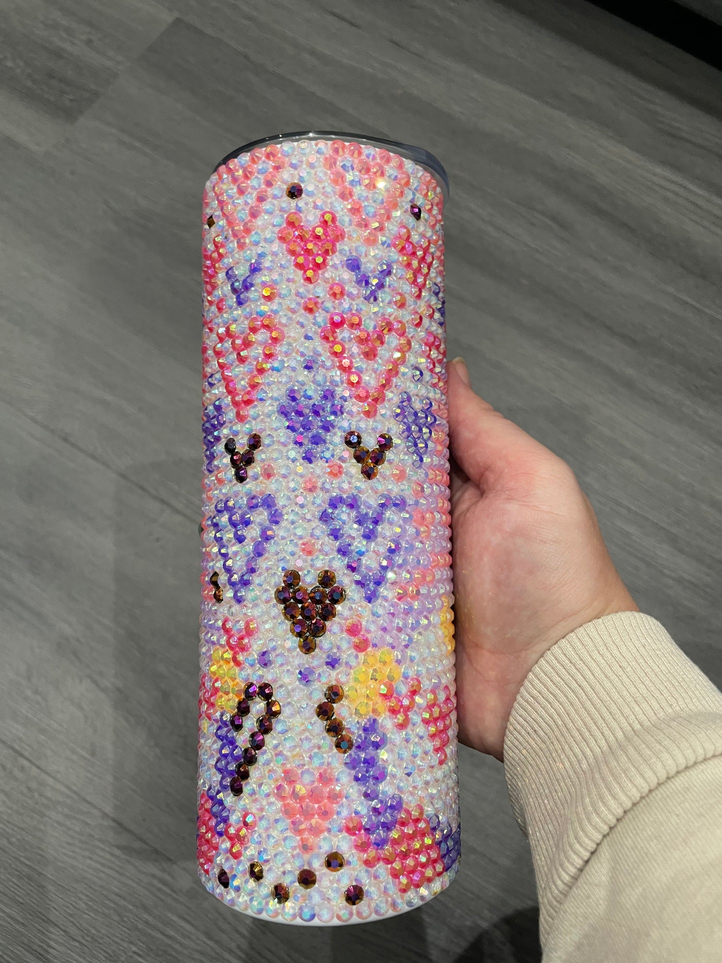 Heat and Gnome rhinestoned tumbler.