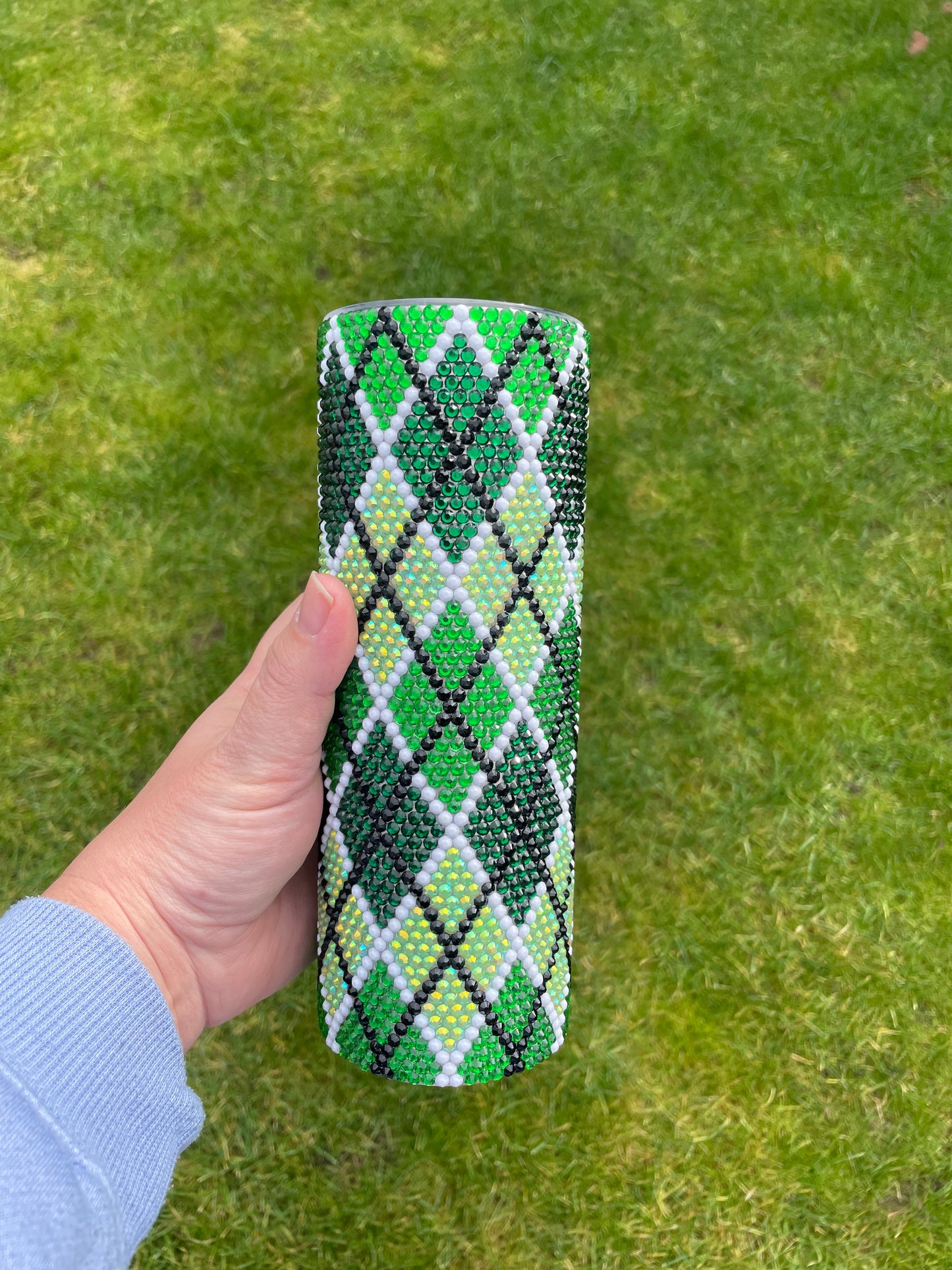 Green Patterned Rhinestoned Tumbler